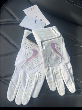 Nike Trout Elite Baseball Batting Gloves White Iridescent Size Large